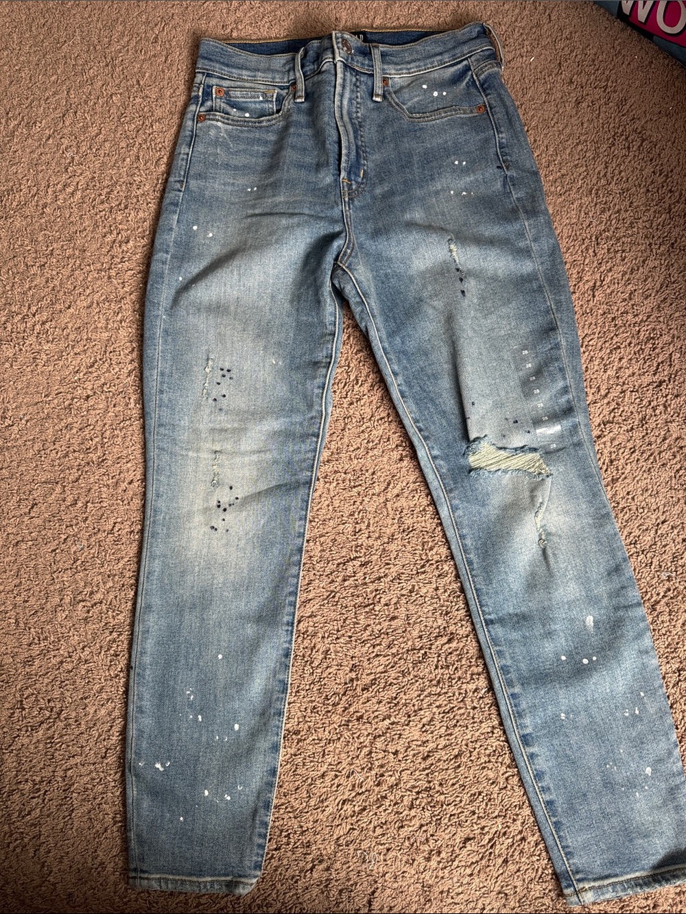 GAP Light Blue Skinny Jeans with Distressed & Paint-Splatter Details